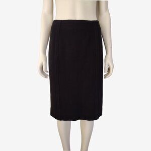 White House Black Market Black Knit Back Slit Midi Pencil Skirt Size 2
